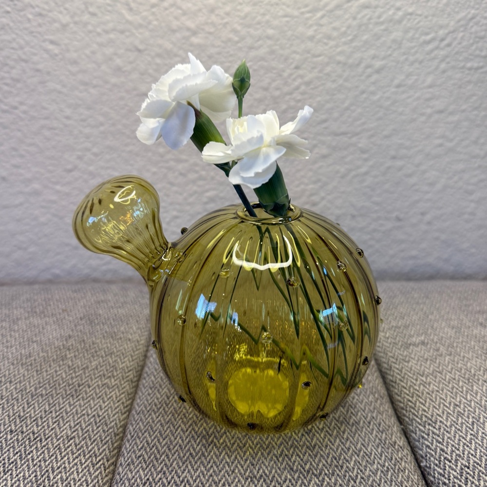 Small Round Balloon Glass Vase, Olive Green — Ashland - Picture 12 of 12